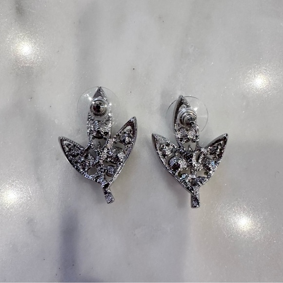 Sparkling Crystal Leaf Stud Earrings rhinestone Jewelry | Gift Idea Art‎ Deco - Picture 2 of 3